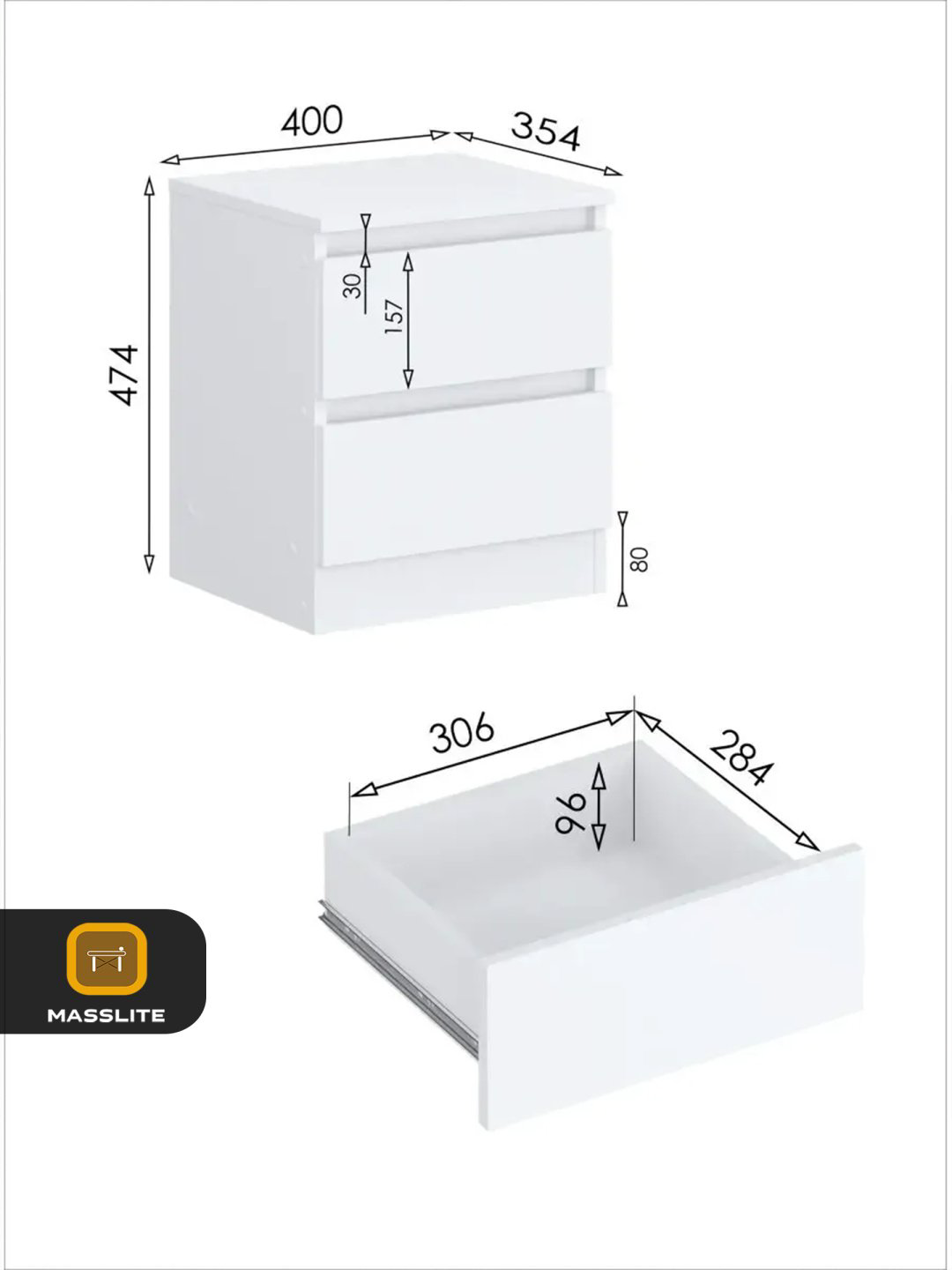 Тумба MassLite BH-000064, 40x47.5x35.4 см, белый купить,NaN