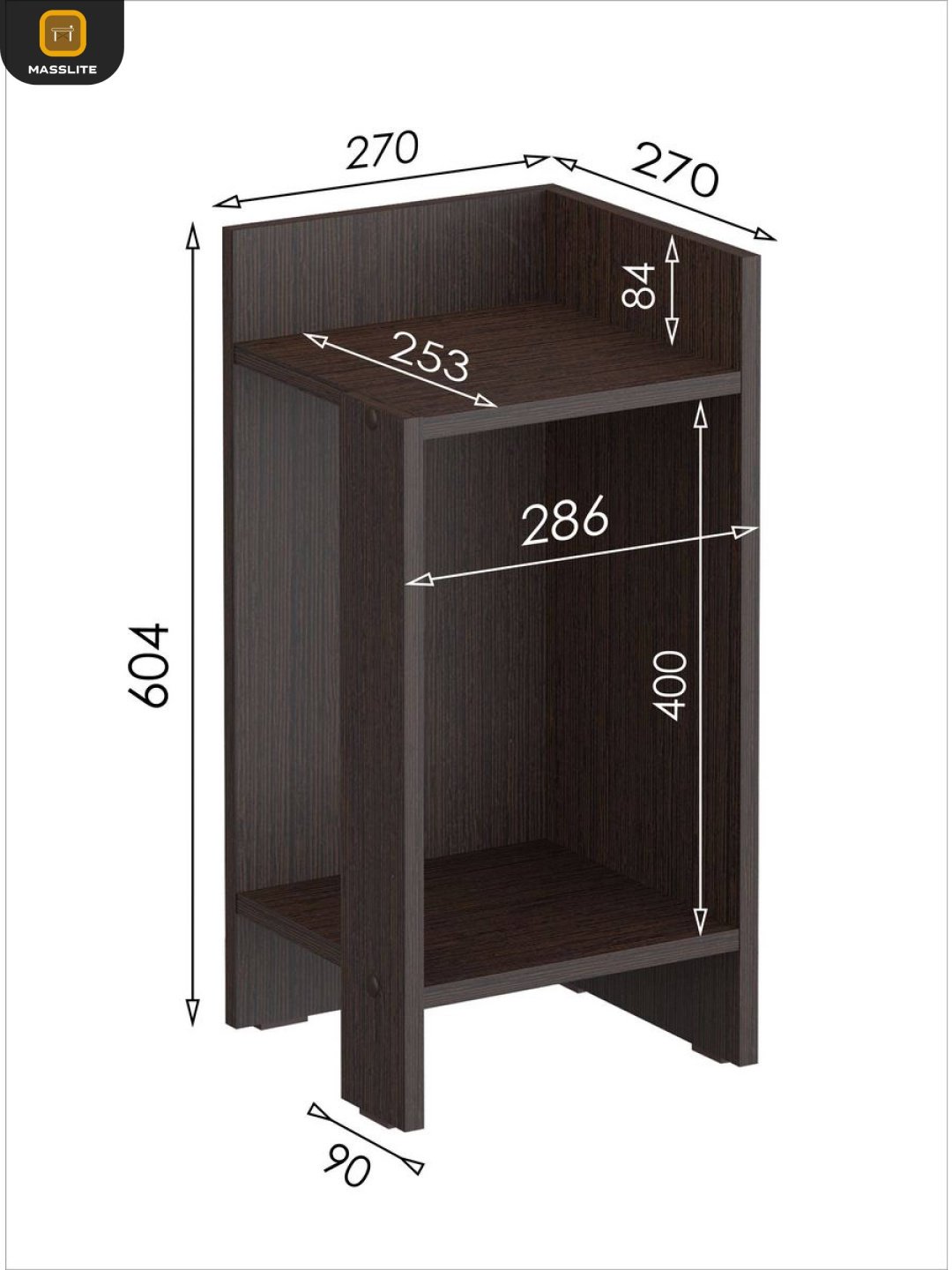Тумба MassLite АМ-1000119, 29x60x27 см, коричневый купить,NaN