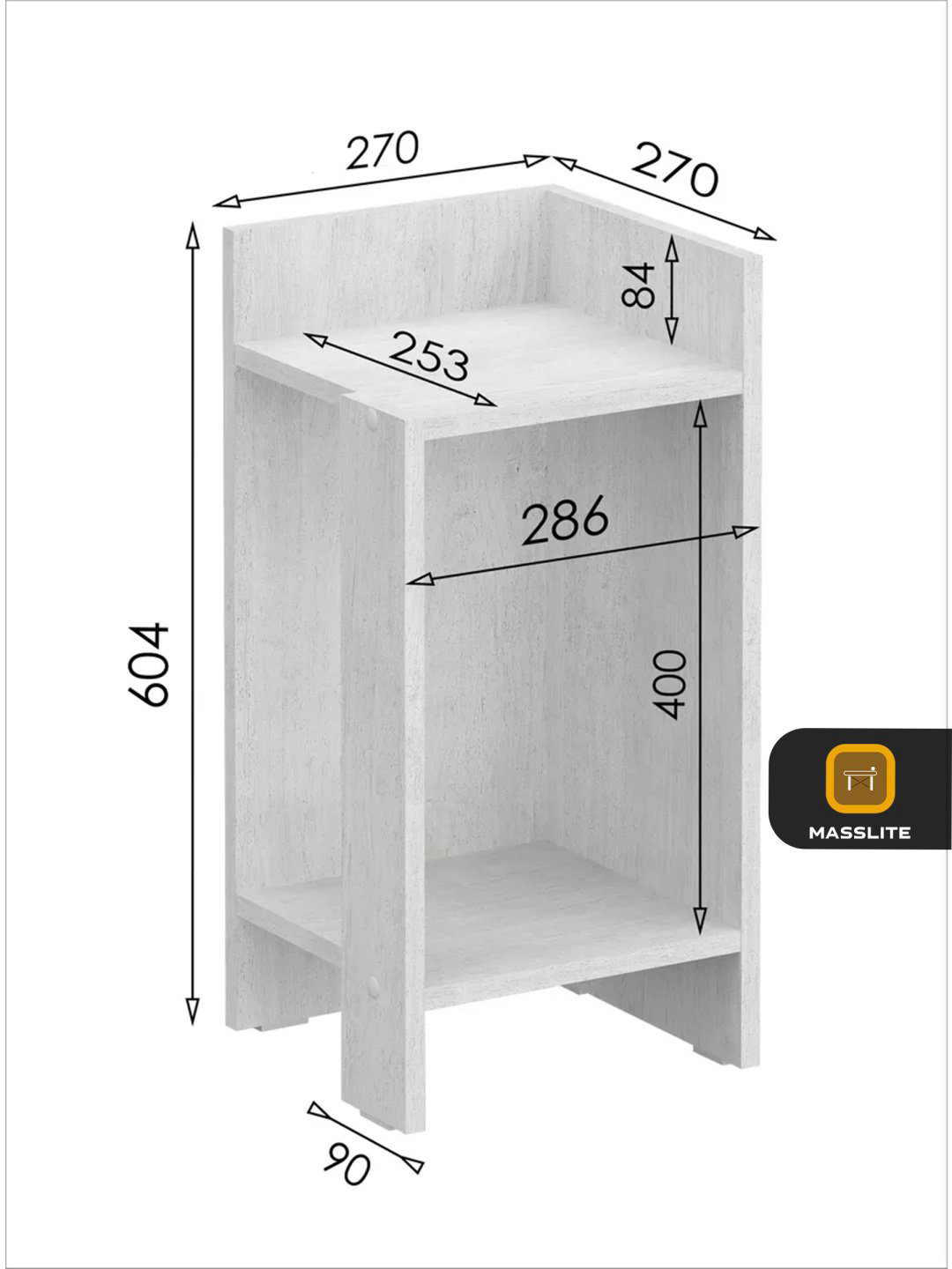 Тумба MassLite DD-000778, 28.7x60x27.1 см, светло серый купить,NaN