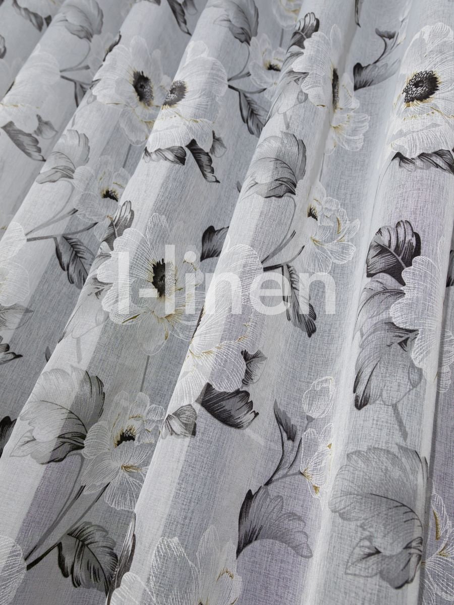 Тюль I-linen 200x240 см 1 шт, полиэстер, белый, серый купить,NaN