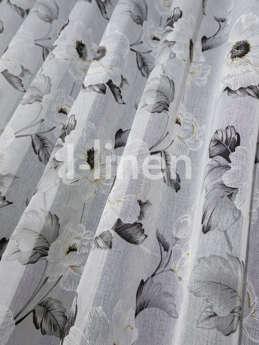 Тюль I-linen 200x240 см 1 шт, полиэстер, белый, серый купить,NaN