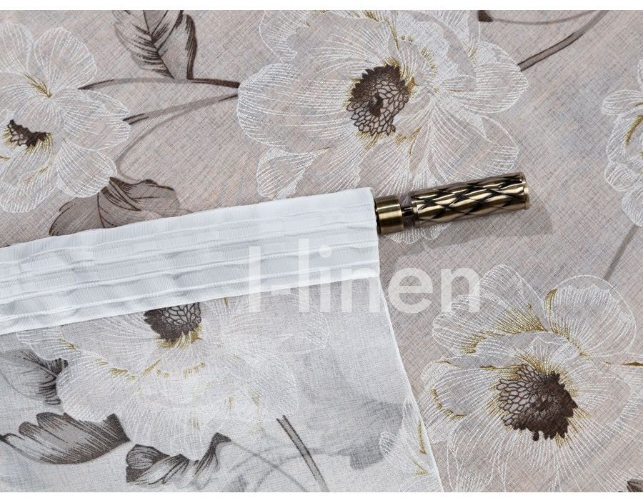 Тюль I-linen 200x240 см 1 шт, полиэстер, белый, серый купить,NaN