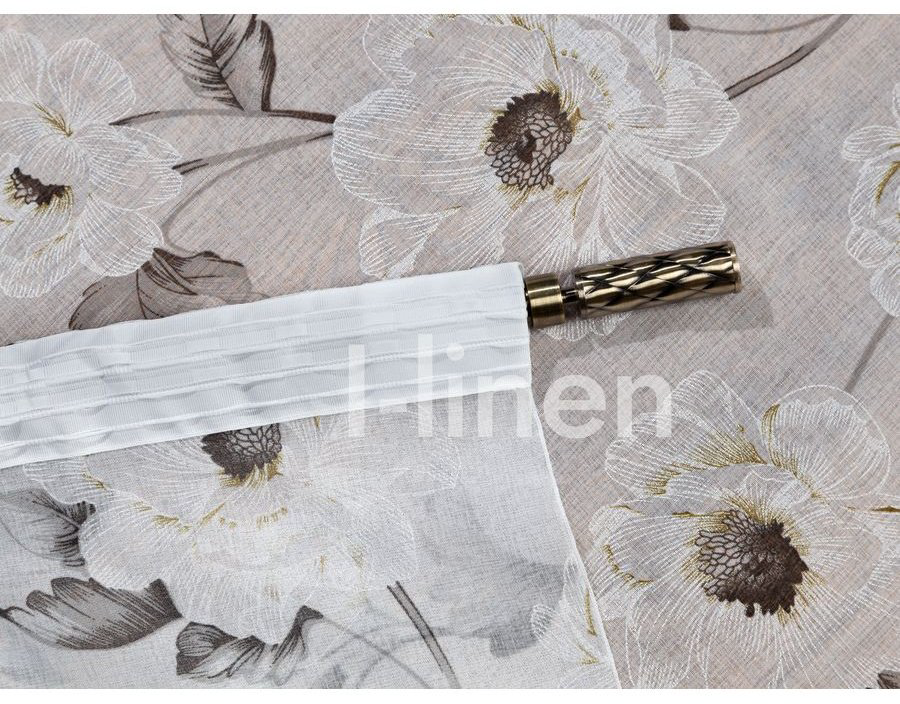 Тюль I-linen 200x240 см 1 шт, полиэстер, белый, серый купить,NaN