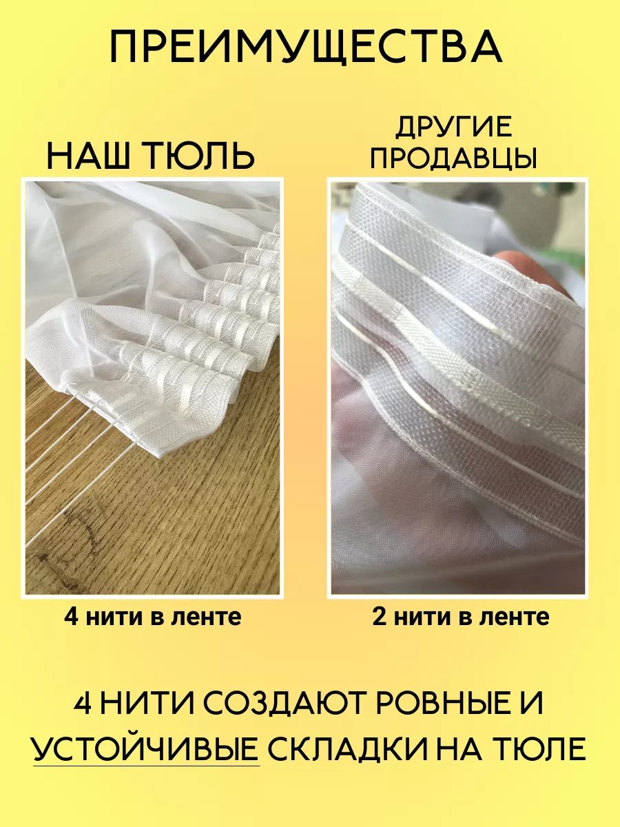 Тюль 300x270 см 1 шт, органза, белый купить,NaN