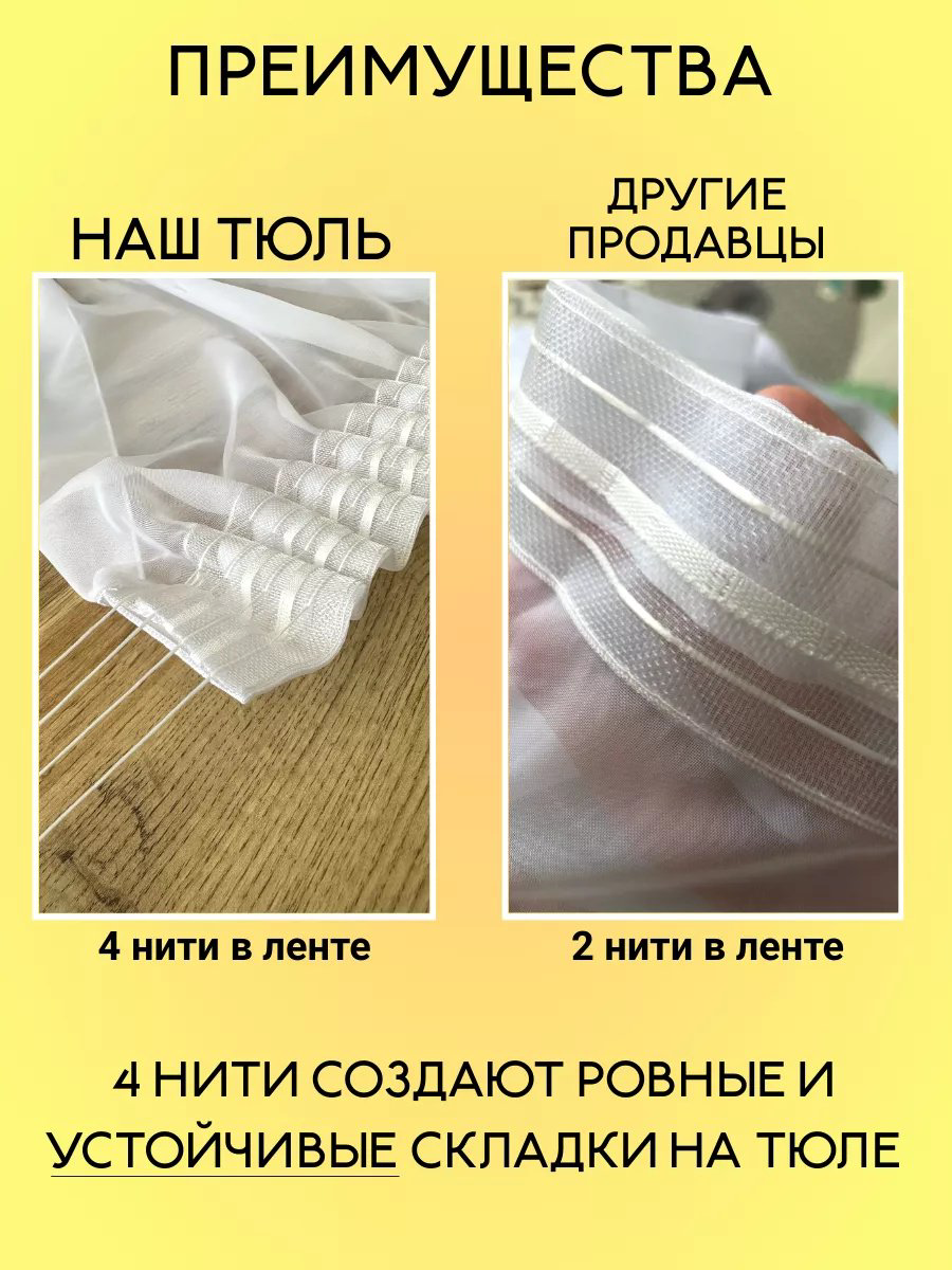 Тюль 300x270 см 1 шт, органза, белый купить,NaN