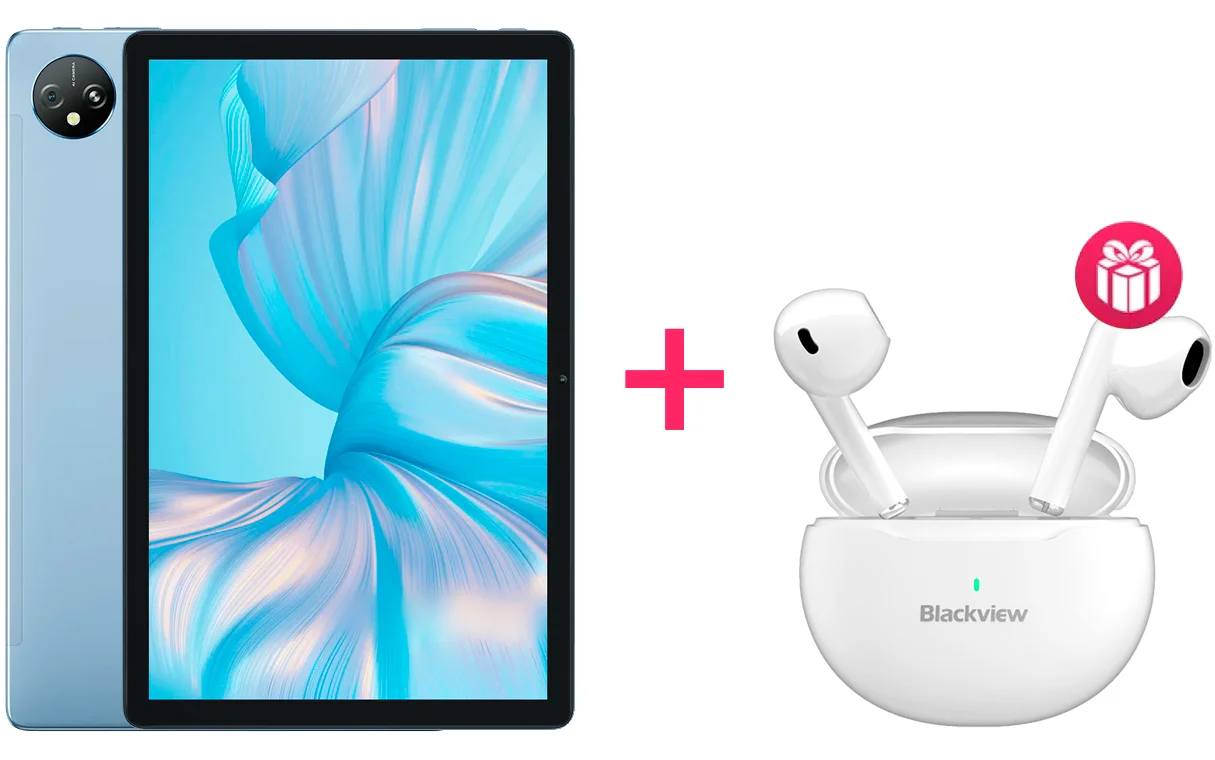 Планшет Blackview Tab 80 4G 10.1" 4/64Gb Blue + Наушники Blackview TWS Earphone AirBuds6 White