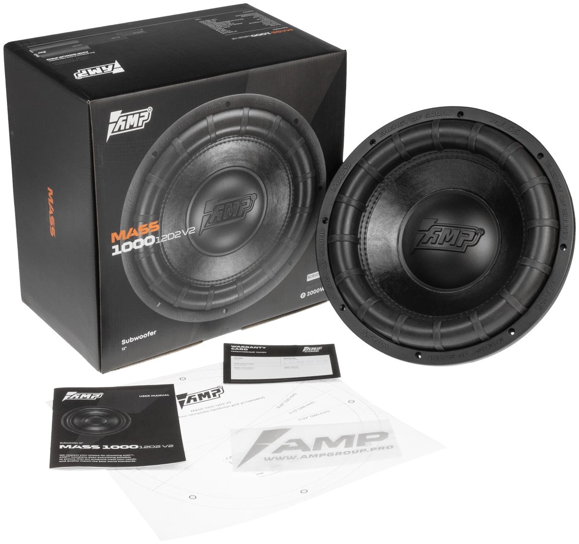 Сабвуфер AMP MASS 1000 12D2 V.2 (2&#43;2 Ом, rms1000)