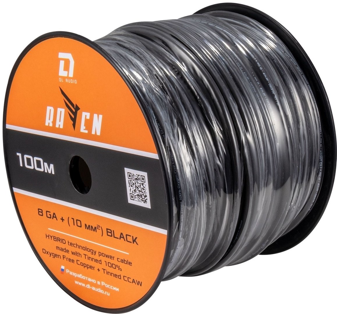 Кабель силовой DL Audio Raven Power Cable 8 Ga Black 100м.