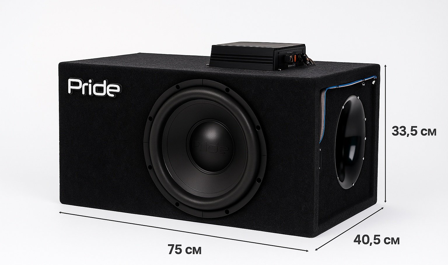 Сабвуфер PRIDE Pride S4 12D2 + моноблок Pride Uno в корпусе из фанеры