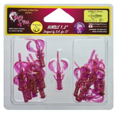 Силиконовая приманка Crazy Fish Nimble 1.2" 76-30-12-5 30мм 16шт купить,NaN
