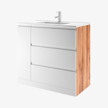 Тумба для ванной комнаты Daiva Casa Галатея 95x85x46 cм бело-коричневая купить,NaN
