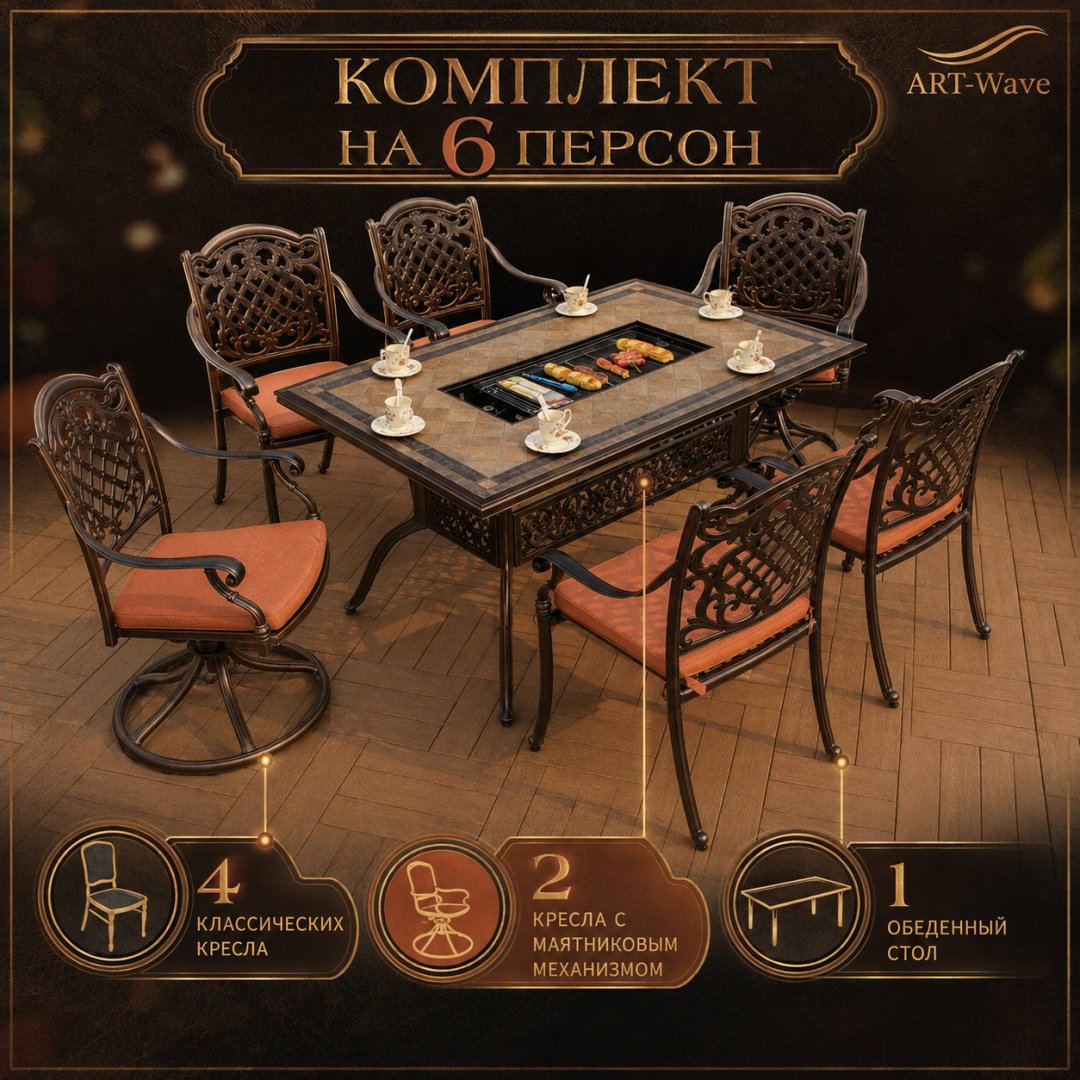Комплект ART-Wave 7 в 1, кол-во персон: 6, металл