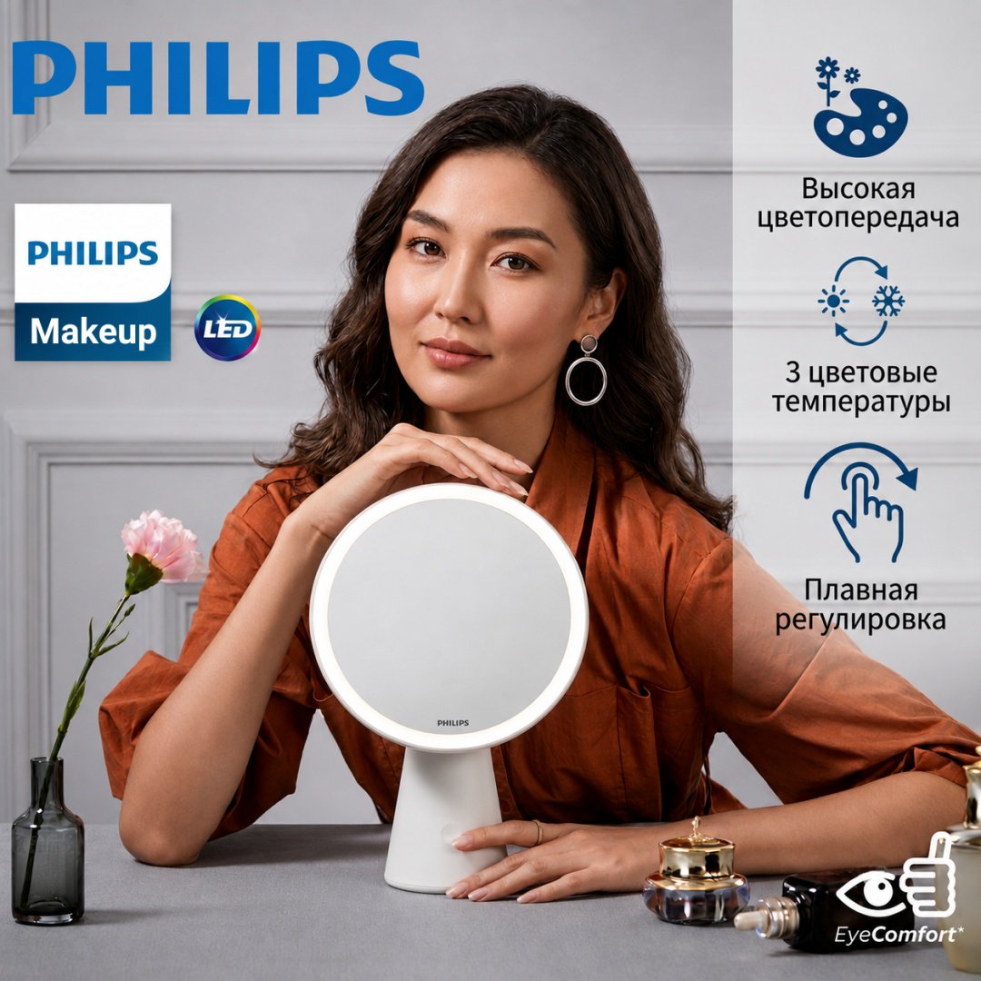 Philips зеркало настольное косметическое 195х88х282