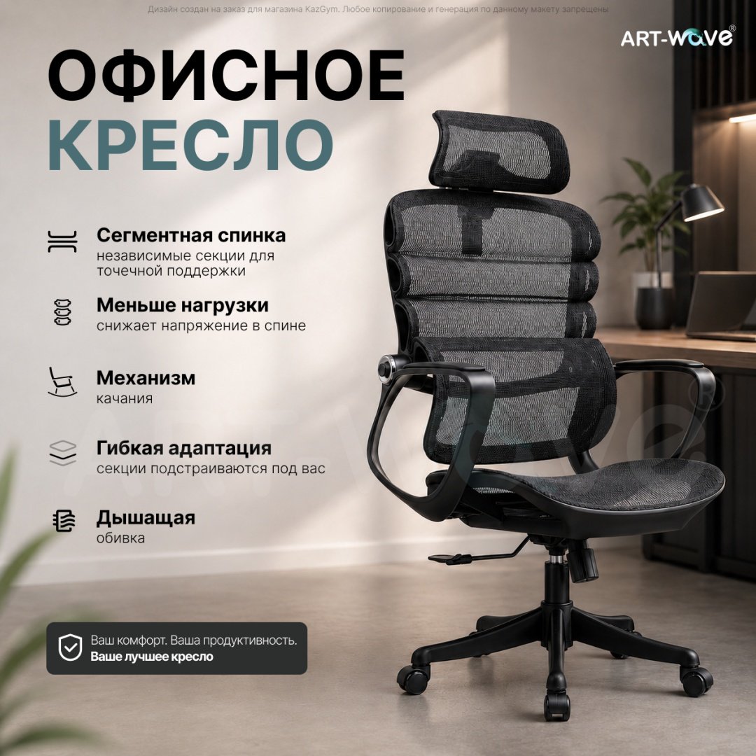 Офисное кресло ART-Wave K3-02, черный купить,66990