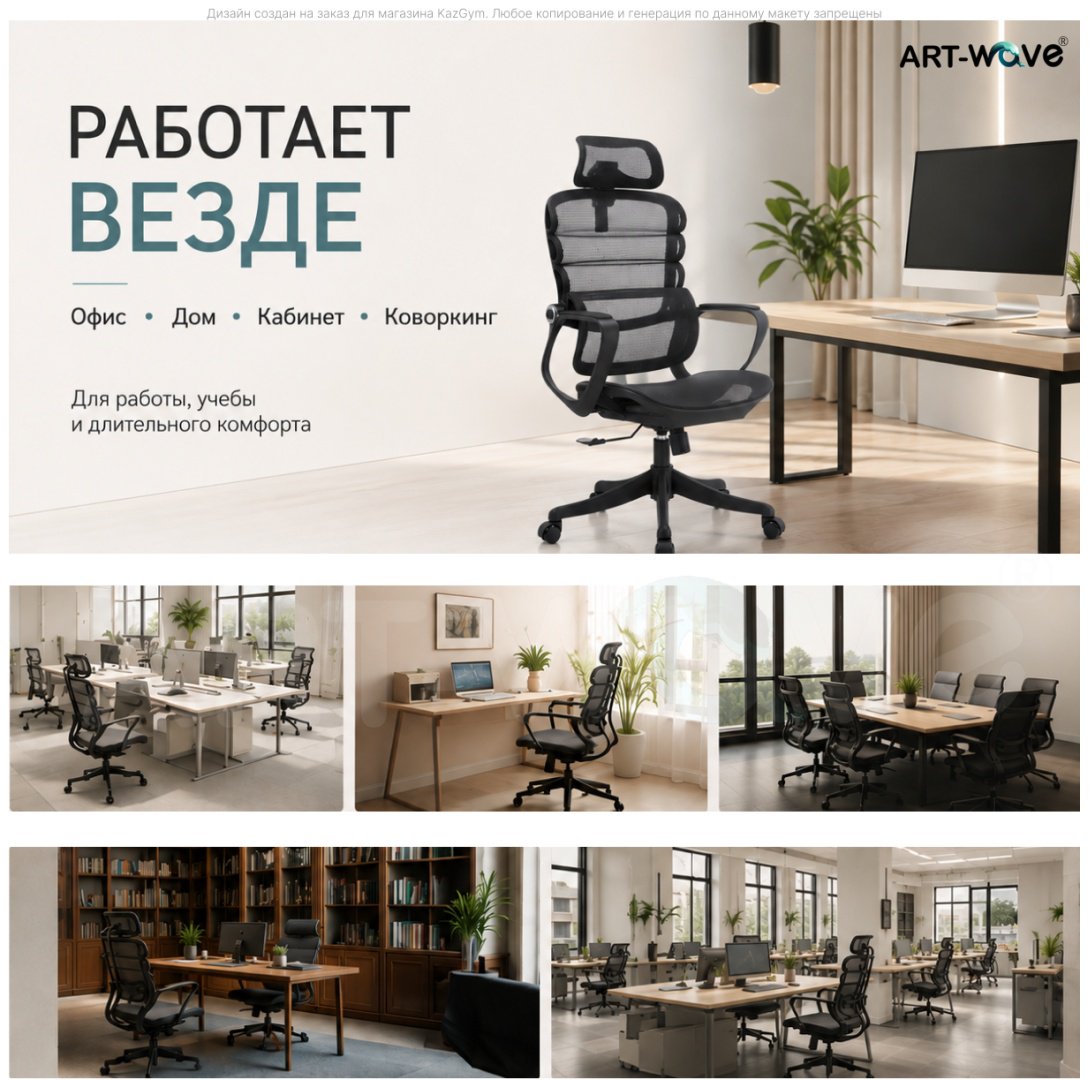 Офисное кресло ART-Wave K3-02, черный купить,66990