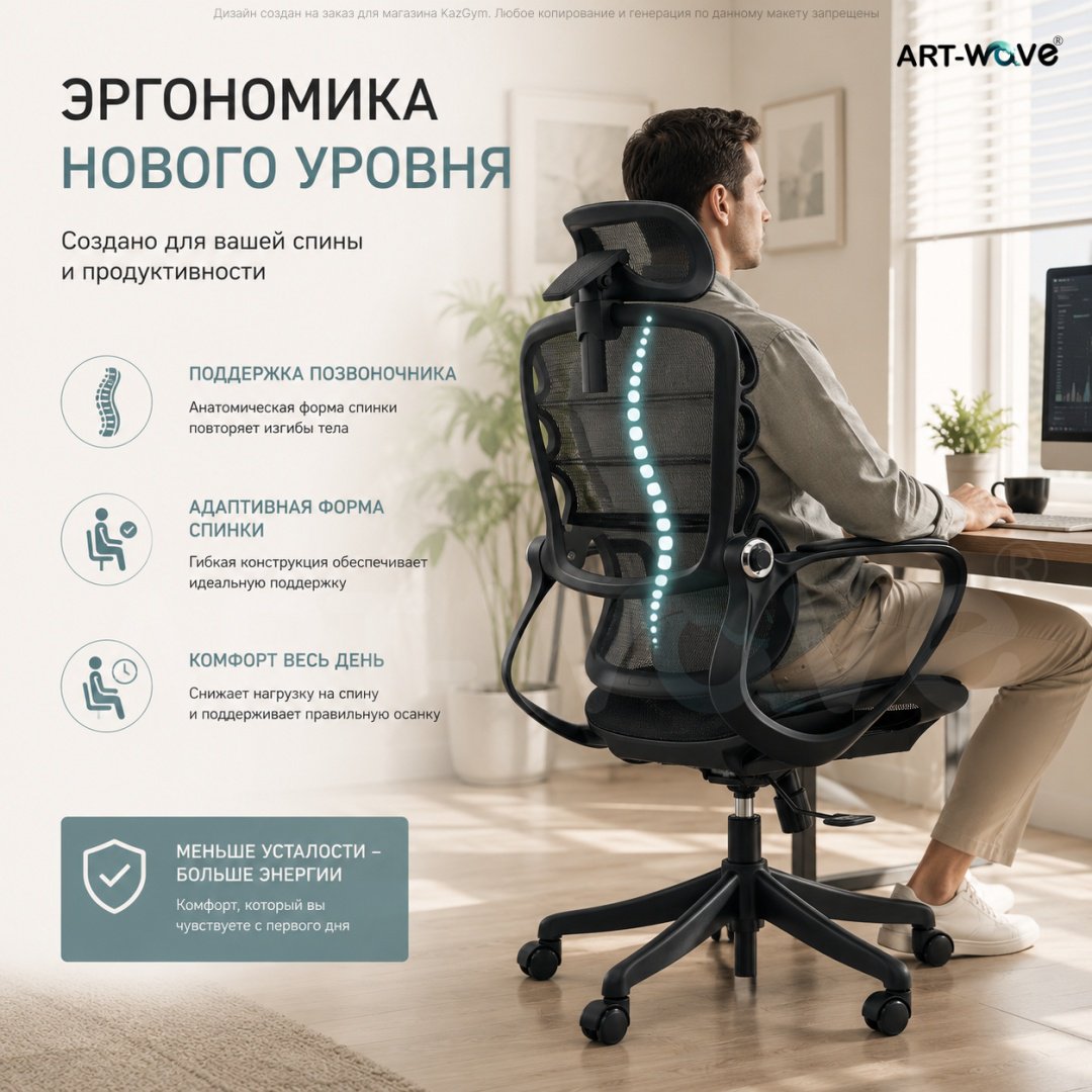 Офисное кресло ART-Wave K3-02, черный купить,66990