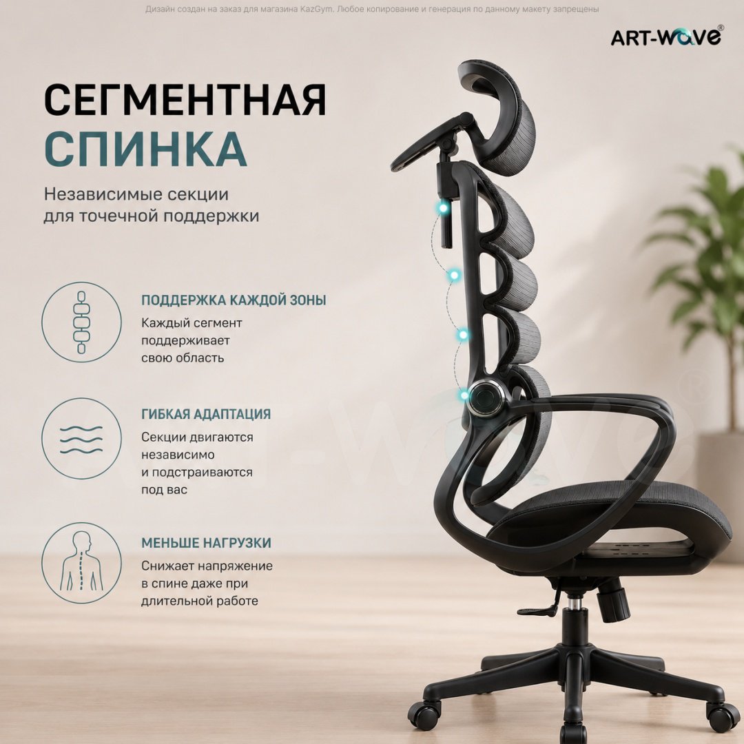 Офисное кресло ART-Wave K3-02, черный купить,66990