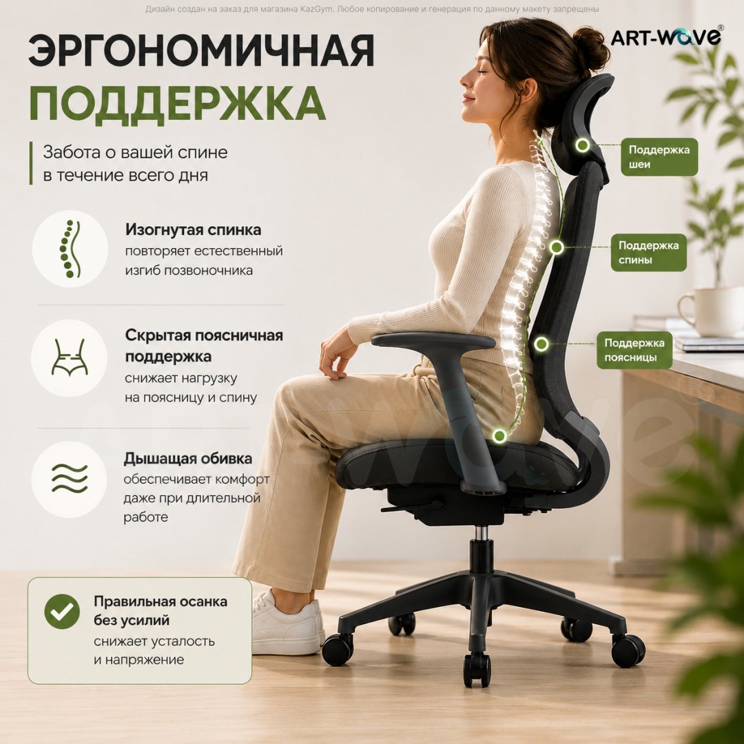 Офисное кресло ART-Wave YC-61, черный купить,78990