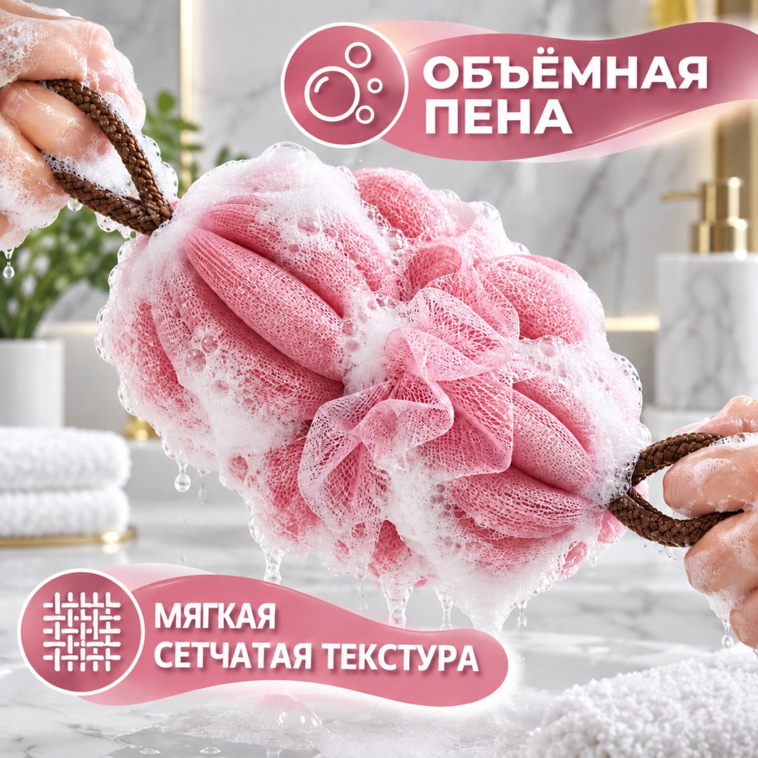 ART-Wave мочалка для тела, универсальное розовый 1 шт