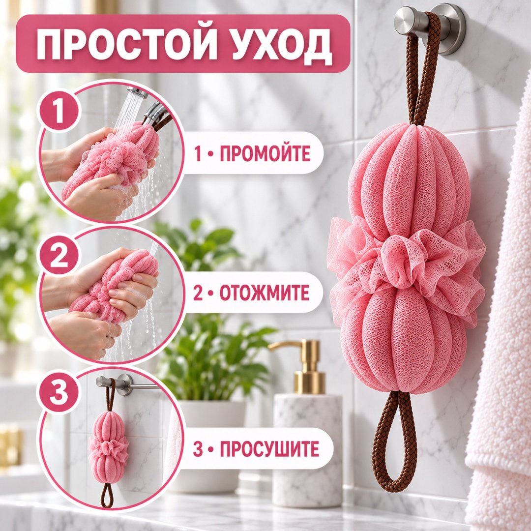 ART-Wave мочалка для тела, универсальное розовый 1 шт