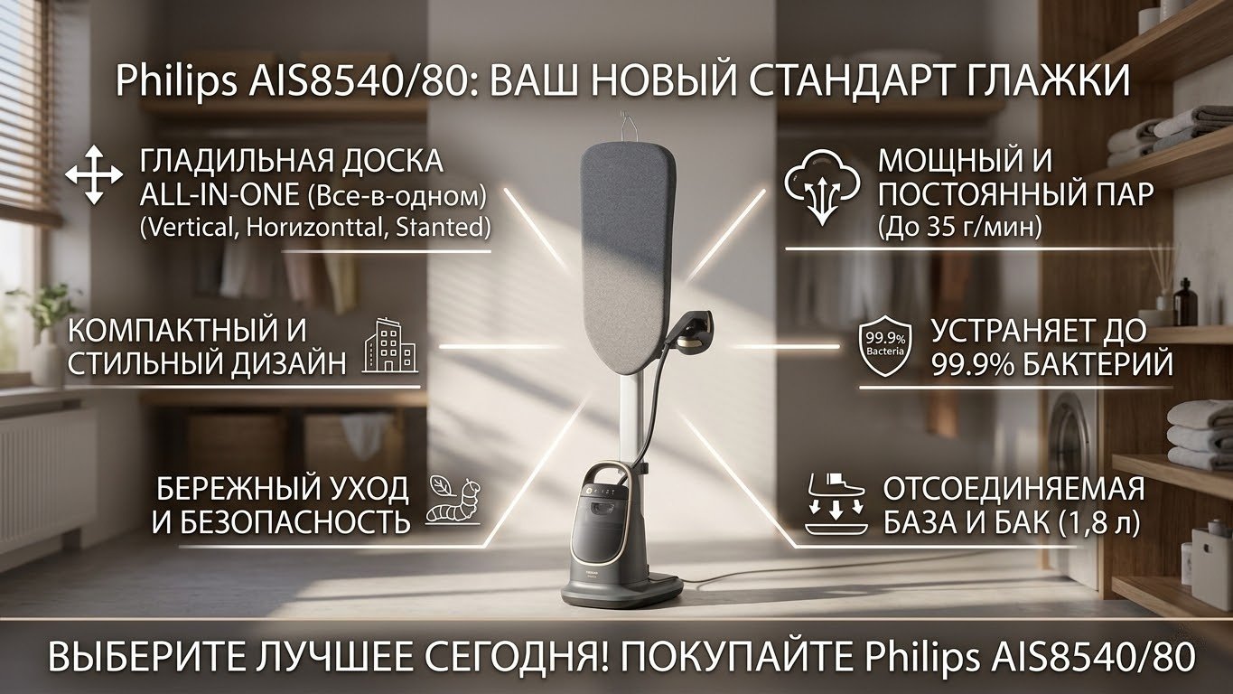 Отпариватель Philips AIS8540/80 черный - ForteMarket Отпариватель Philips AIS8540/80 черный купить,249990