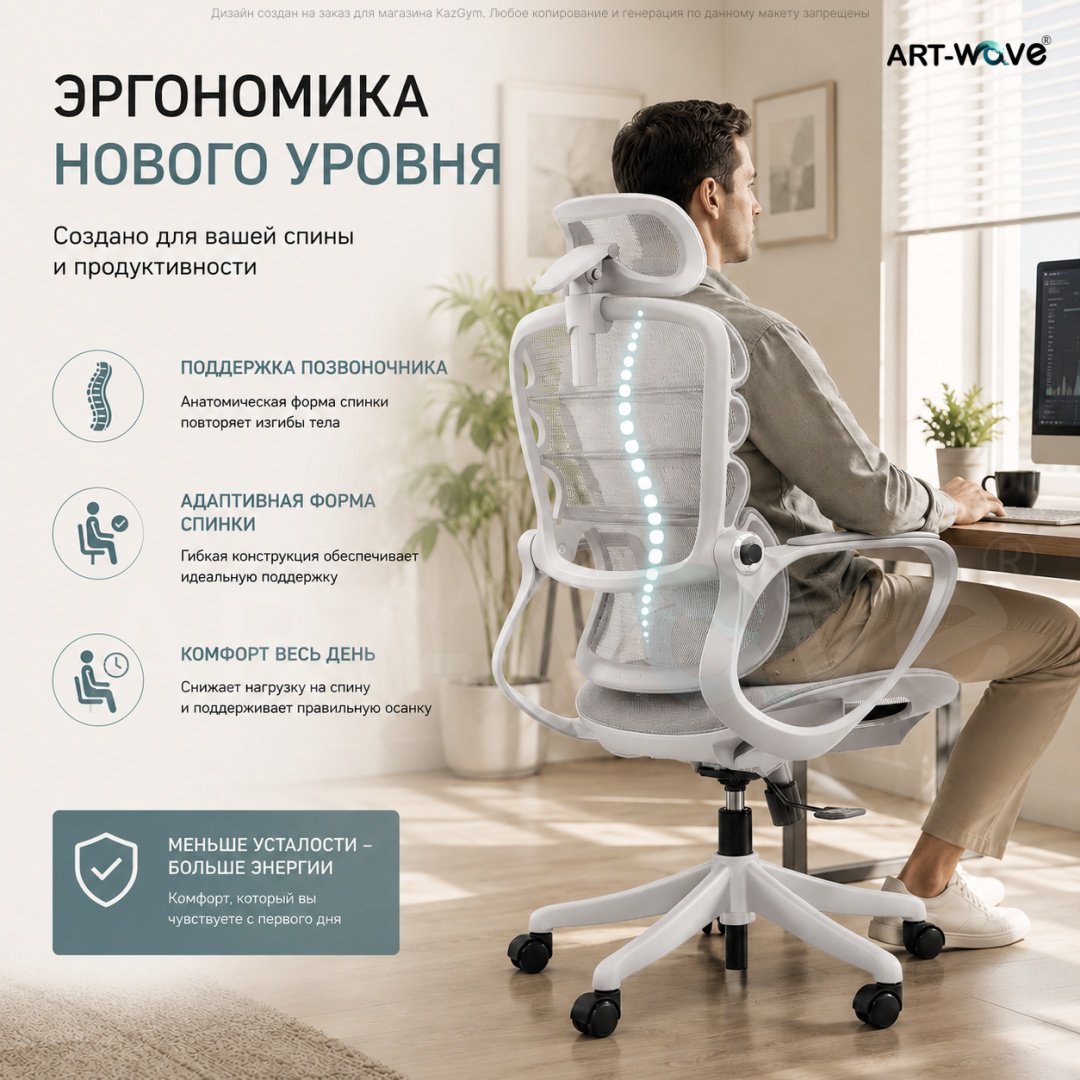 Офисное кресло ART-Wave K3-02, серый купить,68990