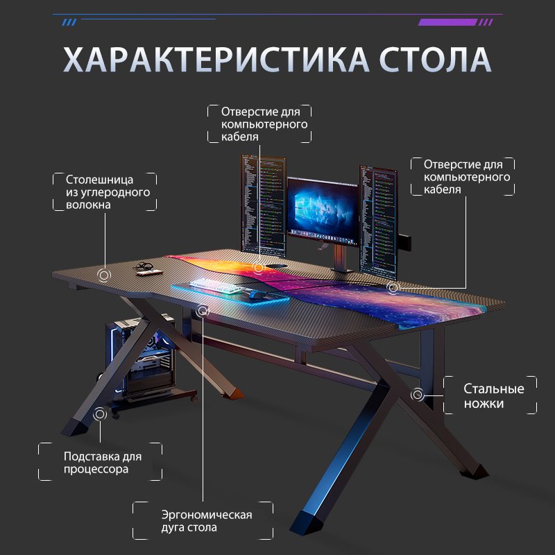 Стол компьютерный 1301, 120х60x75 см, черный купить,28784