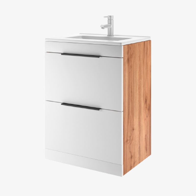 Тумба для ванной комнаты Daiva Casa Амали 2 ящика 70x85x46 cм бело-коричневая купить,NaN