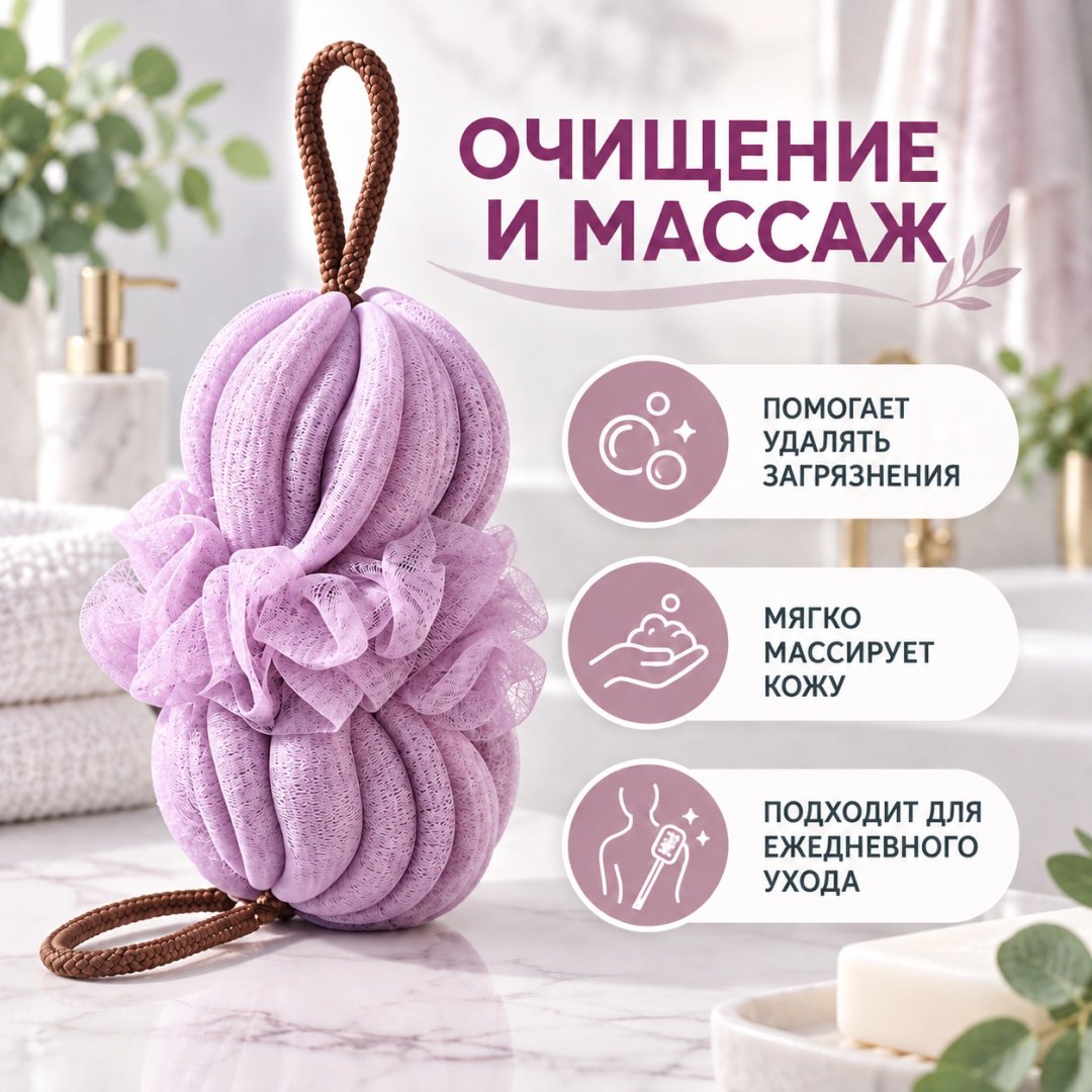 ART-Wave мочалка для тела, универсальное светло-фиолетовый 1 шт