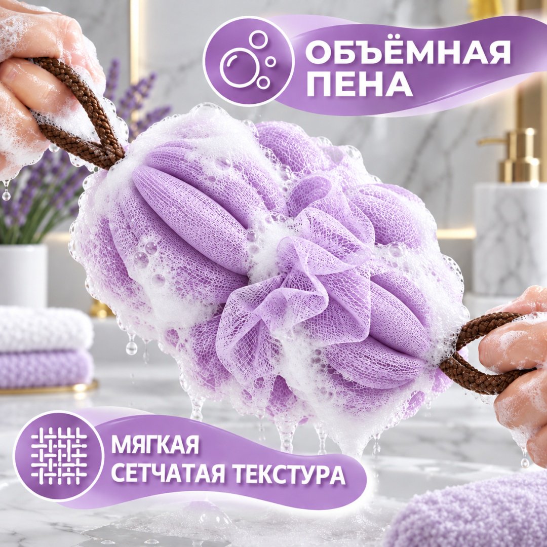ART-Wave мочалка для тела, универсальное светло-фиолетовый 1 шт