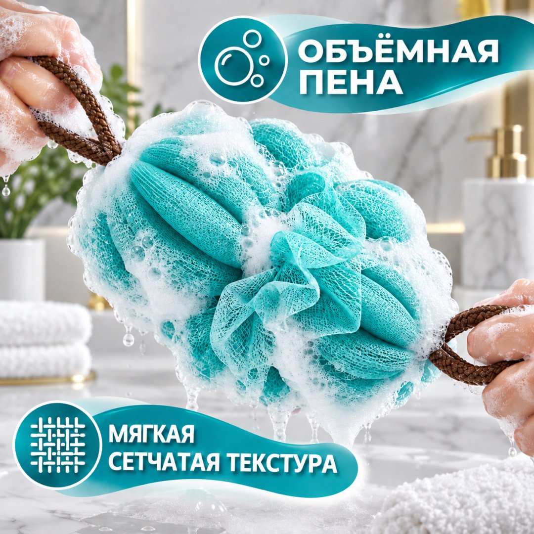ART-Wave мочалка для тела, универсальное бирюзовый 1 шт
