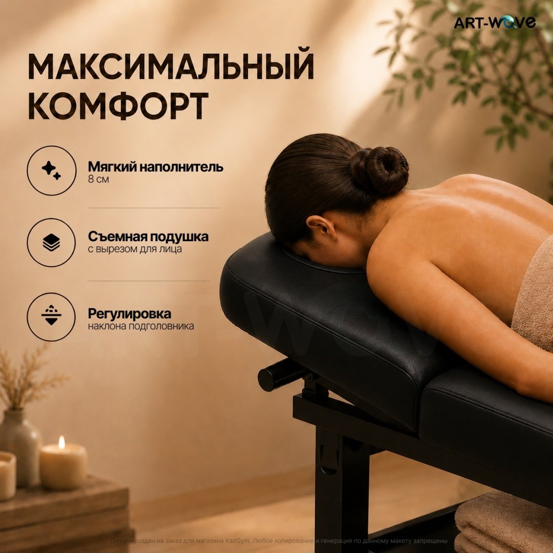 ART-Wave стол до 500 кг черный 80х190 см