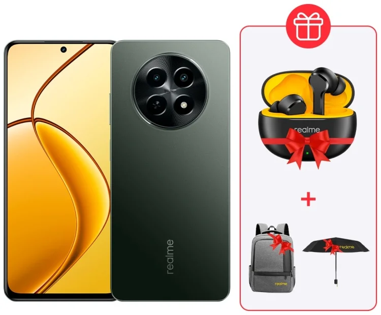 Смартфон Realme 12X 8/256Gb Glowing Black + Подарок Наушники Realme Buds T110 Black + Подарок Рюкзак Realme Grey + Подарок зонт Realme Black купить,NaN