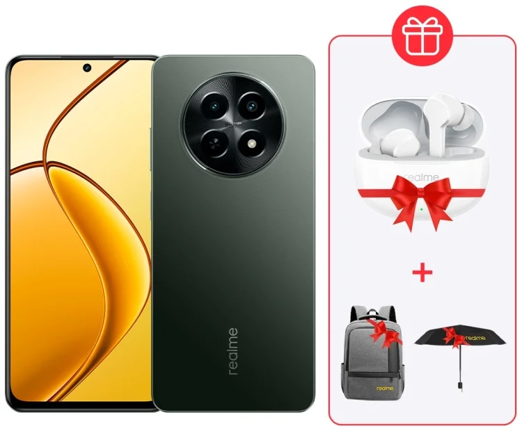 Смартфон Realme 12X 8/256Gb Glowing Black + Подарок Наушники Realme Buds T110 White + Подарок Рюкзак Realme Grey + Подарок зонт Realme Black купить,NaN