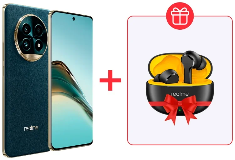 Смартфон Realme 13 Pro+ Plus 5G 12/512Gb Emerald Green + Подарок Наушники Realme Buds T110 Black купить,NaN