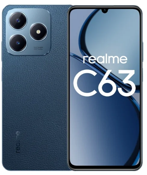 Смартфон Realme C63 8/256Gb Leather Blue + Подарок Наушники Realme Buds T110 White + Рюкзак Realme Grey + Зонтик Realme Black купить,0