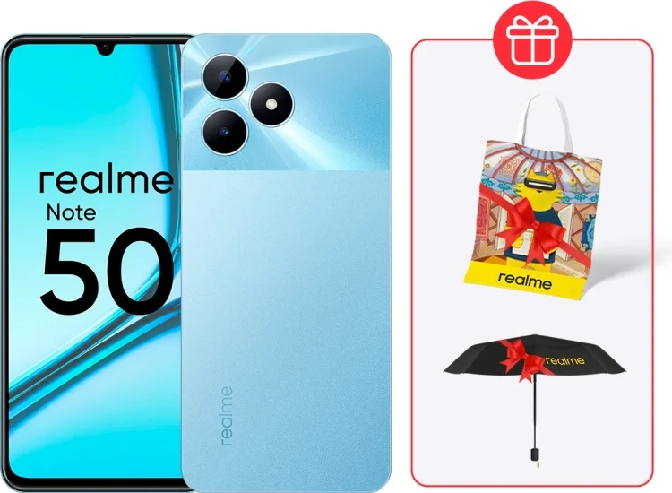 Смартфон Realme Note 50 4/128Gb Sky Blue + Подарок Шопер Realme + Подарок Зонт Realme Black