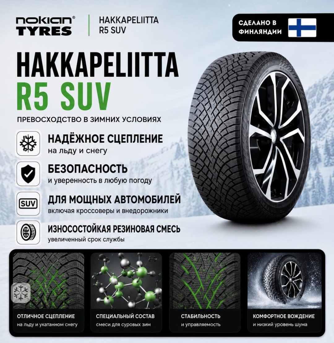Nokian Finland Hakkapeliitta R5 SUV 255/45 R20 105 T без шипов купить,NaN