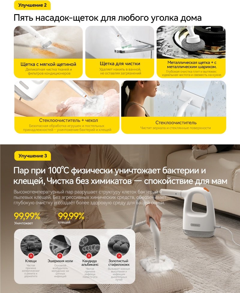 Пароочиститель Deerma ZQ01 белый купить,NaN