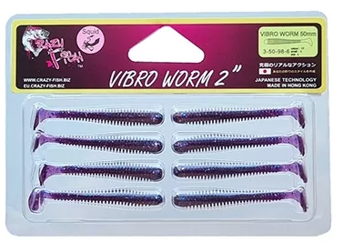 Силиконовая приманка Crazy Fish Vibro Worm 2" 3-50-98-6 0,9гр 50мм 8шт купить,NaN