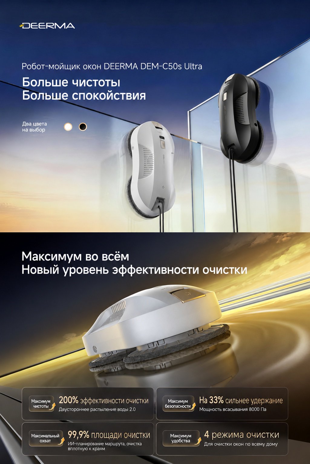 Стеклоочиститель Deerma DEM-C50s Ultra белый купить,NaN