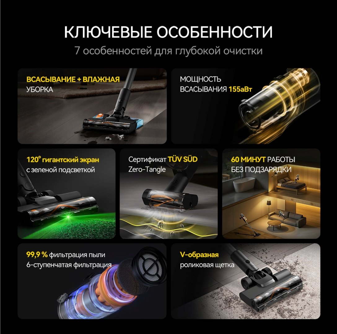 Пылесос Deerma T30W XT темно‑серый купить,NaN
