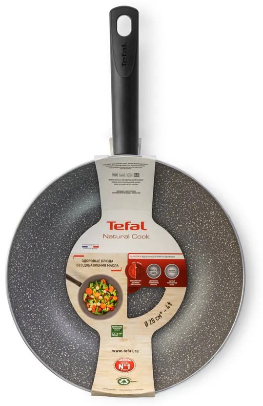 Вок Tefal G6 COOK NATURAL 28 см с антипригарным покрытием, алюминий купить,19990