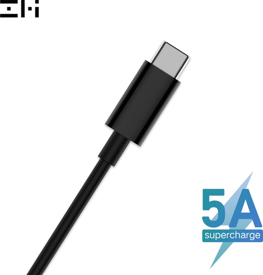 Кабель ZMI USB TypeC (F), USB TypeC (M), 1.5 м, AL301 черный