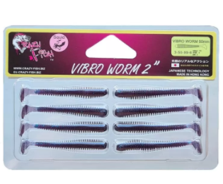 Силиконовая приманка Crazy Fish Vibro Worm 2" 3-50-99-6 0,9гр 50мм 8шт купить,NaN
