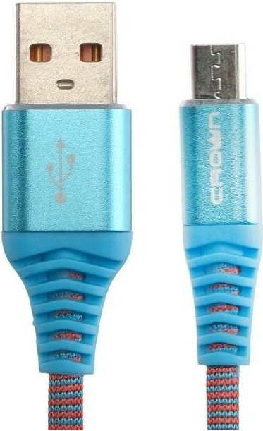 Переходник CROWN USB 2.0 (M), micro-USB 2.0 (M), 1 м, CMCU-3102M blue голубой