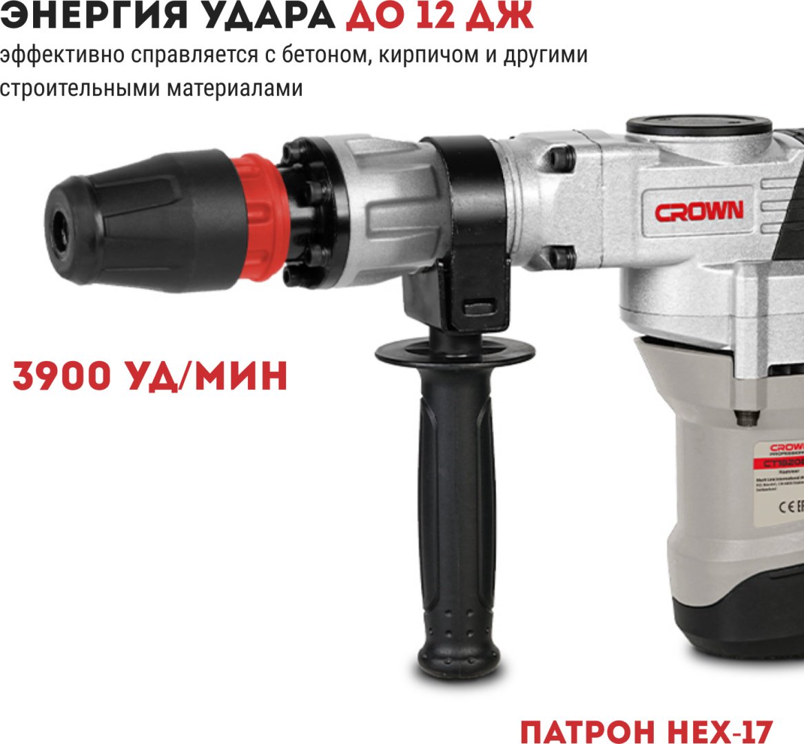 Отбойный молоток CROWN CT18208M шестигранник (HEX) купить,NaN