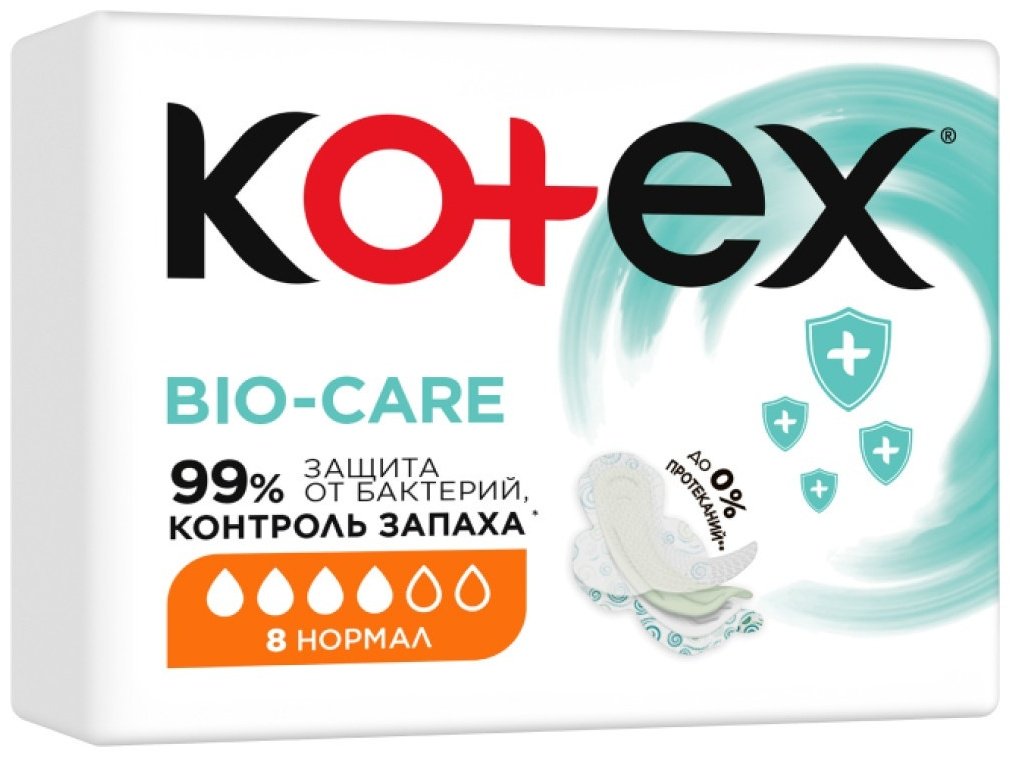 Kotex прокладки Bio-Care Normal контроль запаха 8 шт купить,NaN
