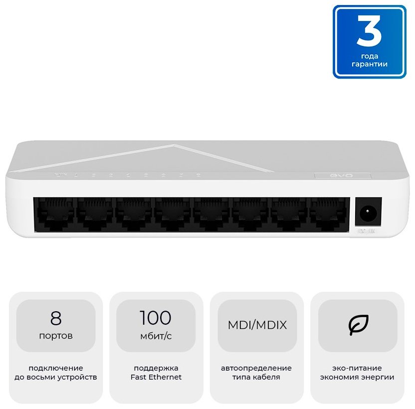 Коммутатор EVO NS-1010-8T купить,3990