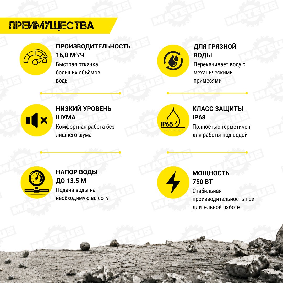 Насос погружной дренажный Mateus MS05309H (WQD5-15-0.75 Home) купить,NaN
